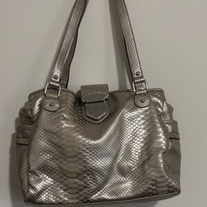 Elegant Liz Claiborne Silver Snakeskin Handbag